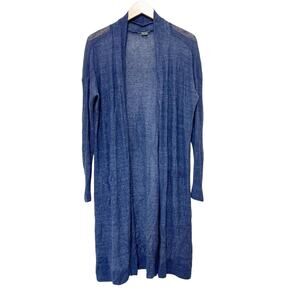 Vince Blue Linen Blend Longline Cardigan Sz XS